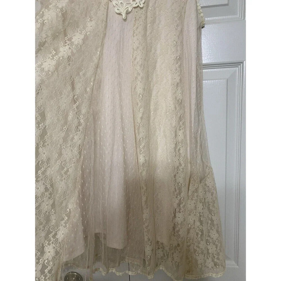 Easel Ivory / Cream Lace & Crochet Cottage Core Fairy Core Whimsical Dress L - Picture 4 of 11